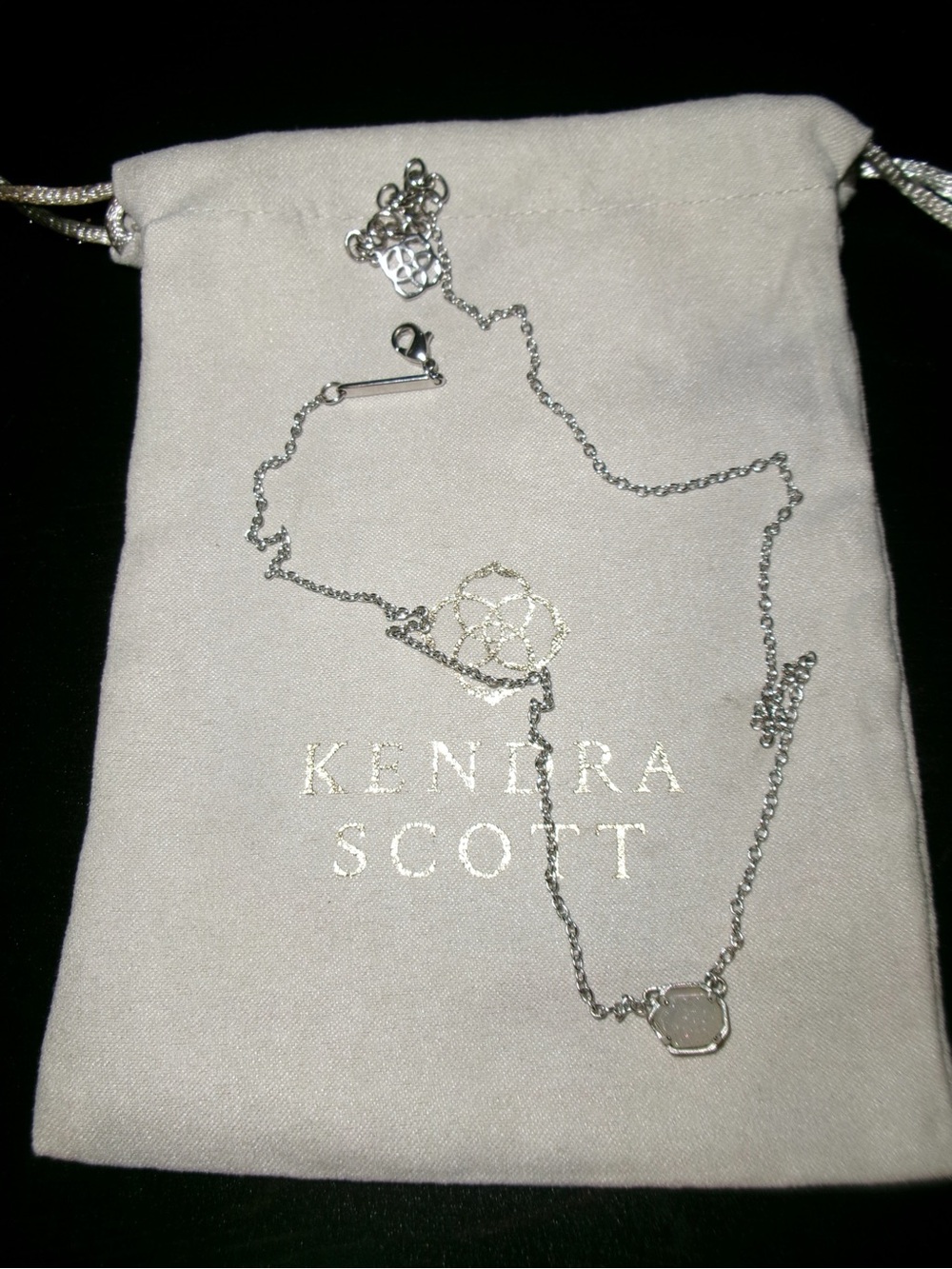 Kendra Scott Silver Druzy Stone Pendant Necklace
